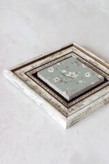 Çiçek Desenli Çerçeveli Taş Tablo , Çerçeveli Taş Duvar Dekoru-enkcrcvtbl-00183 20 cm