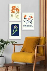 Botanik Üçlü Ahşap Çerçeveli Tablo 50 x 70