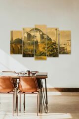Camii Manzarası 5 Parçalı Mdf Tablo 60 x 100