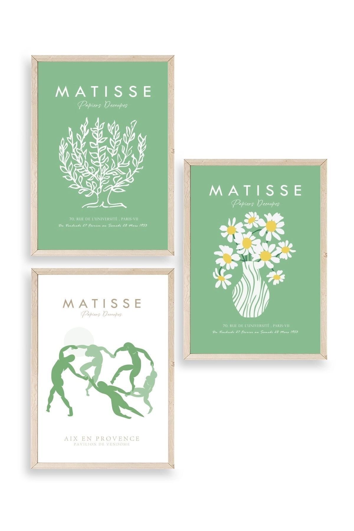 Matisse Üçlü Ahşap Çerçeveli Tablo 23 x 30