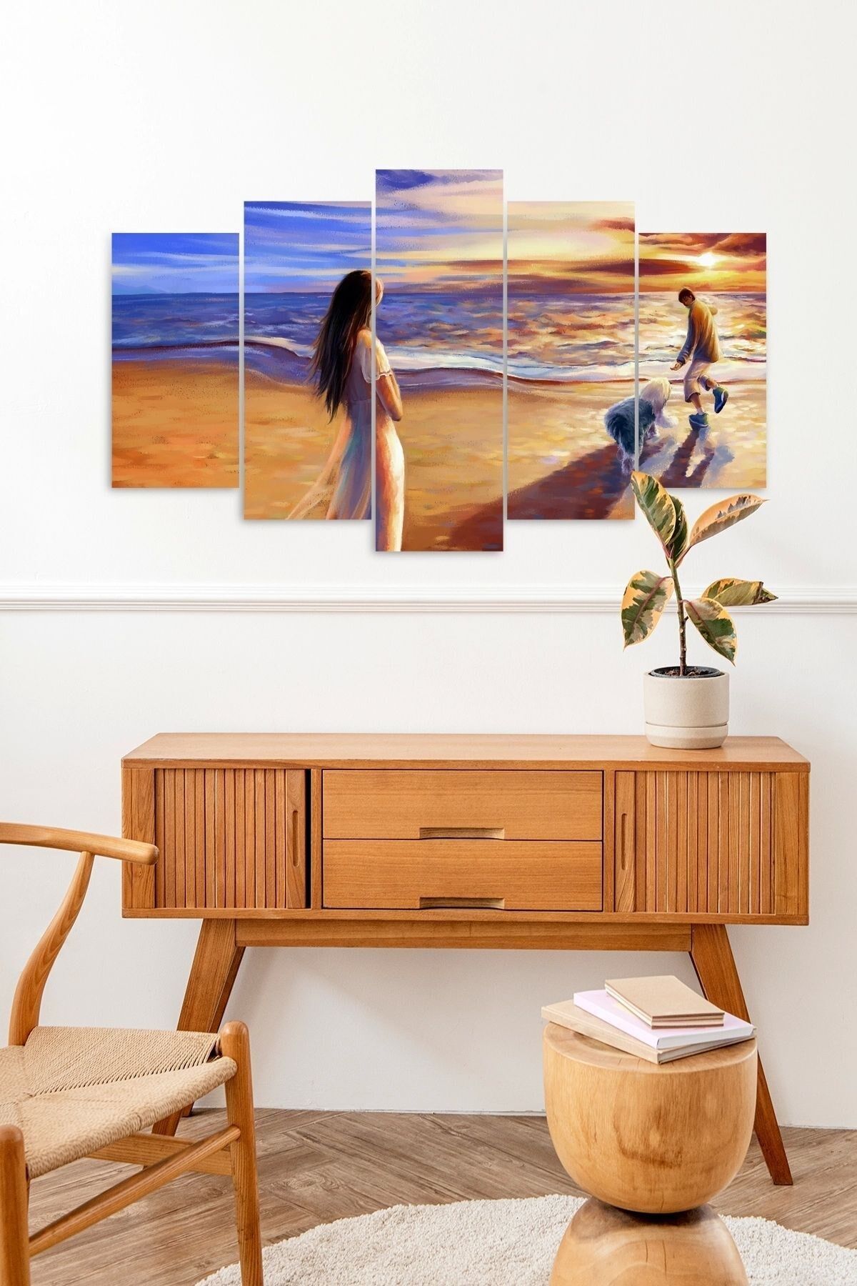 Kadın ve Hüzün 5 Parçalı Mdf Tablo 60 x 100