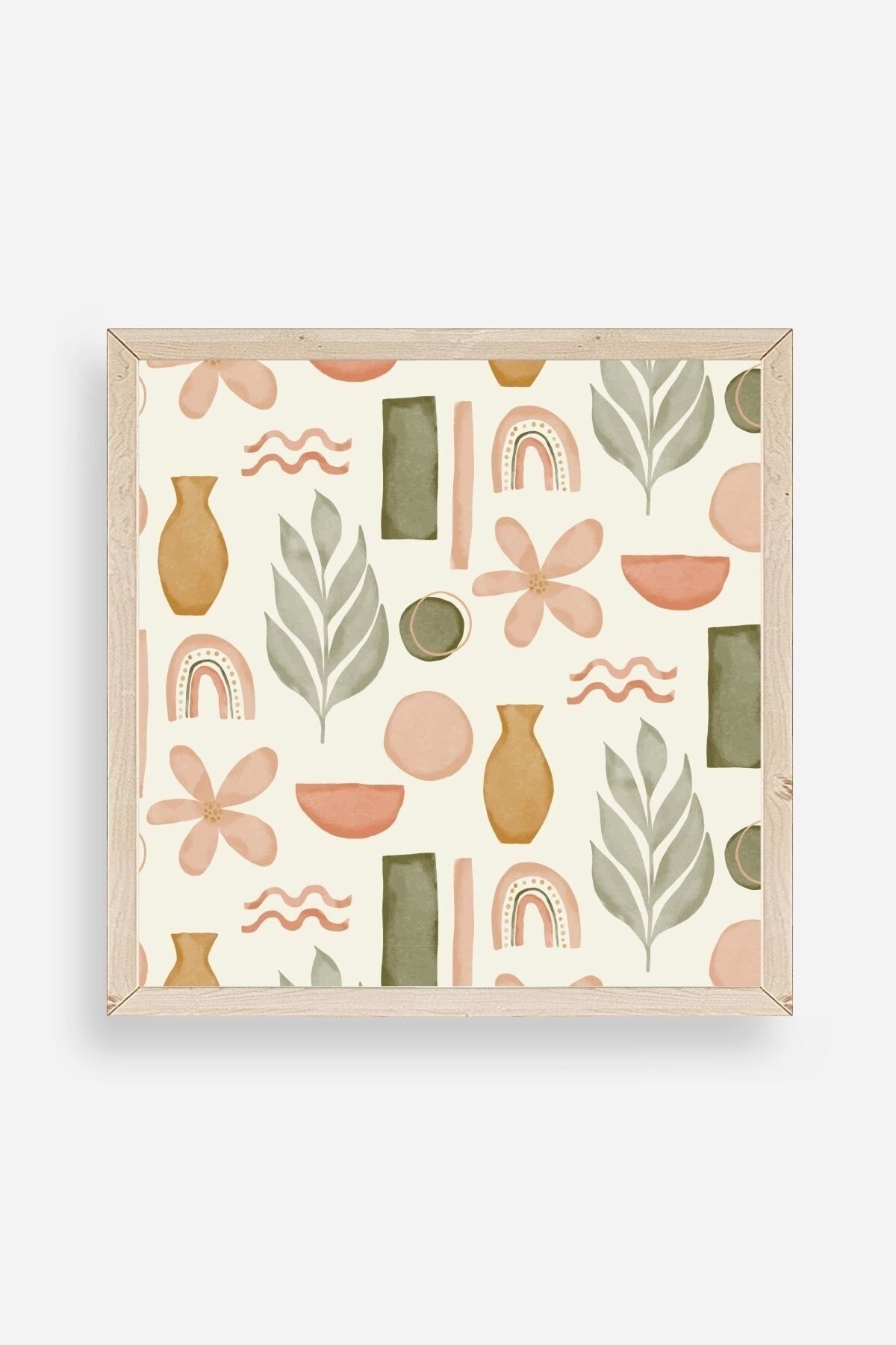 Yaprak Ahşap Çerçeveli Tablo 23 x 23