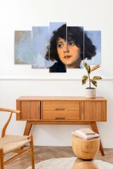 Kadın Manzarası 5 Parçalı Mdf Tablo 60 x 100