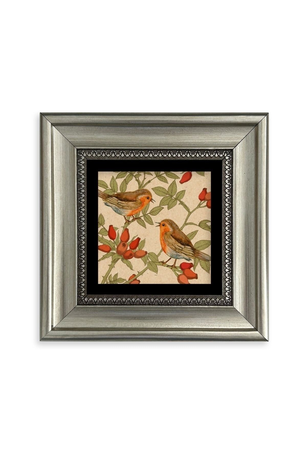 Kuşlar Çerçeveli Taş Tablo 20 cm