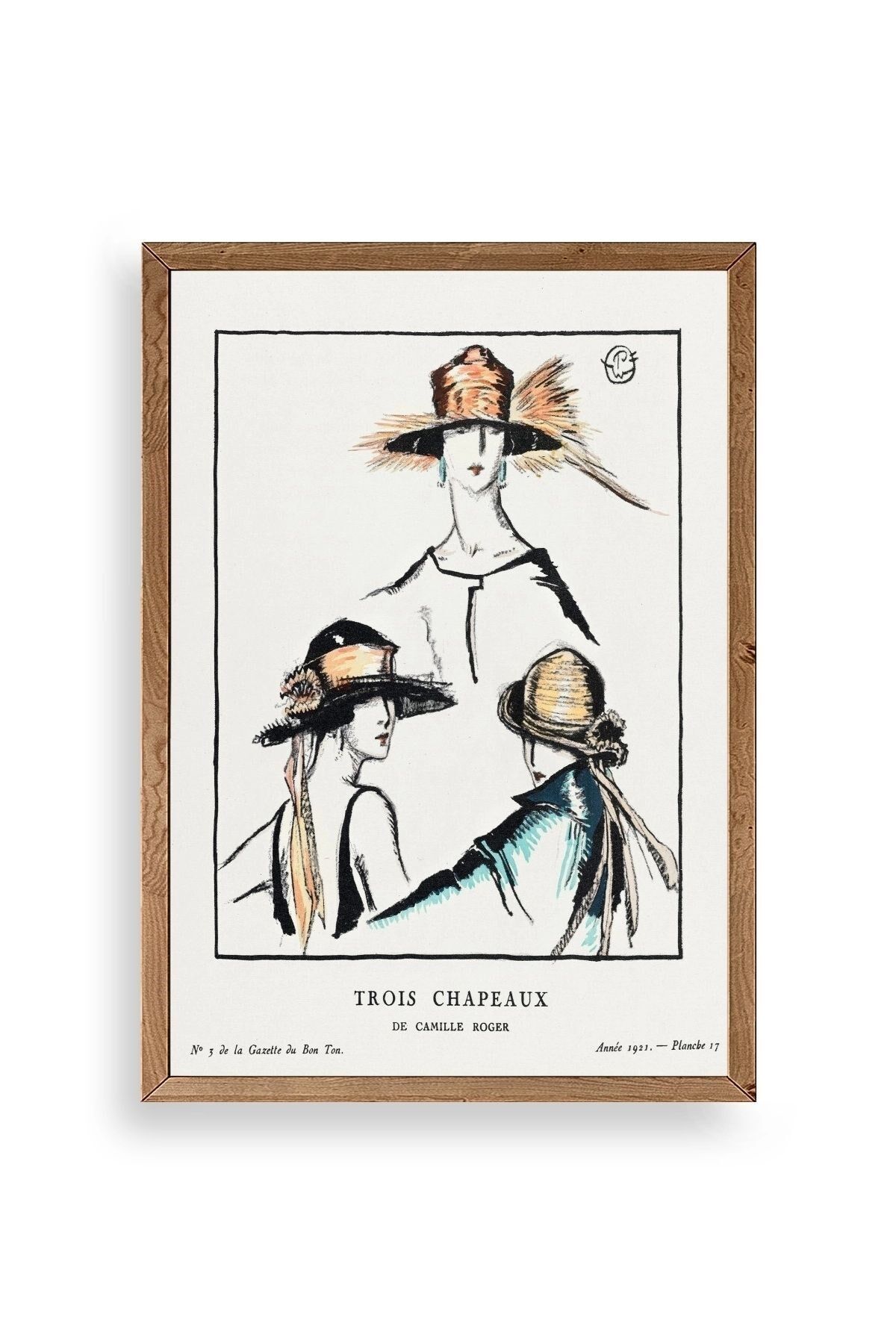 Paris Şapkaları Ahşap Çerçeveli Tablo 17 x 23