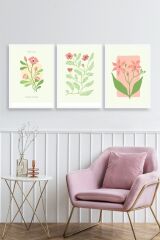 Botanik Üçlü Ahşap Çerçeveli Tablo 23 x 30
