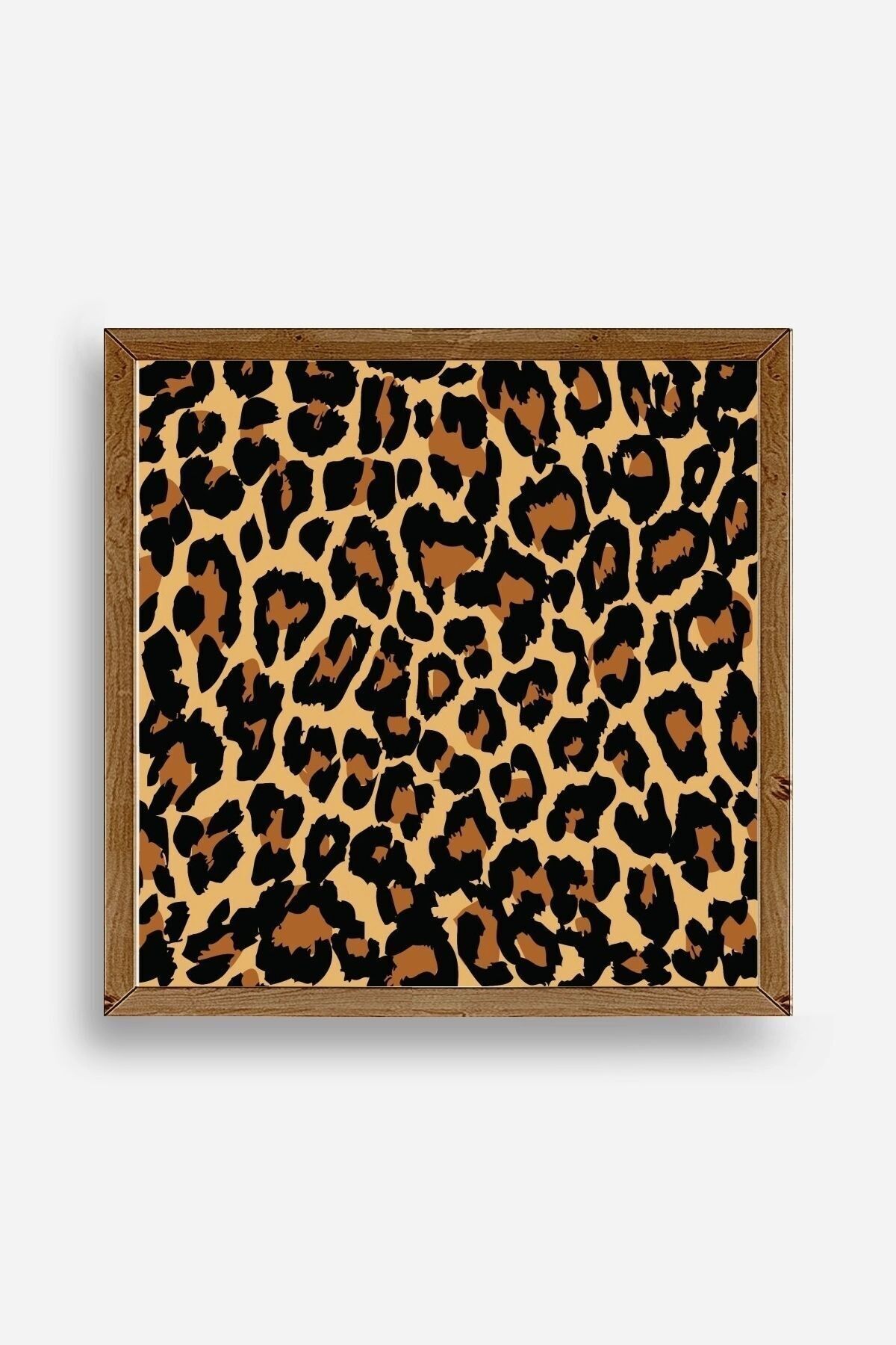 Leopar Deseni Ahşap Çerçeveli Tablo 50 x 50