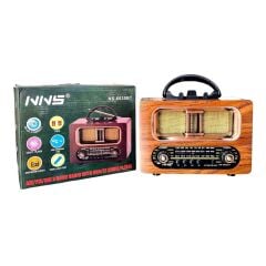 BUFFER® Büyük Boy Retro, Nostaljik, Ahşap Tasarım Bluetooth Hoparlörlü, Şarjlı, Taşınabilir FM/AM Destekli Radyo NS-6635