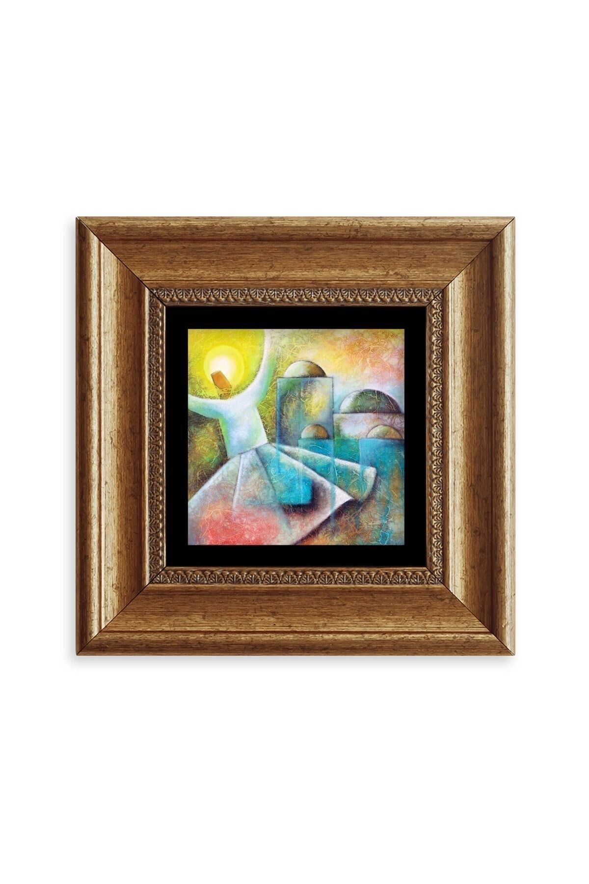 Semazen Mevlevi Çerçeveli Taş Tablo 20 cm