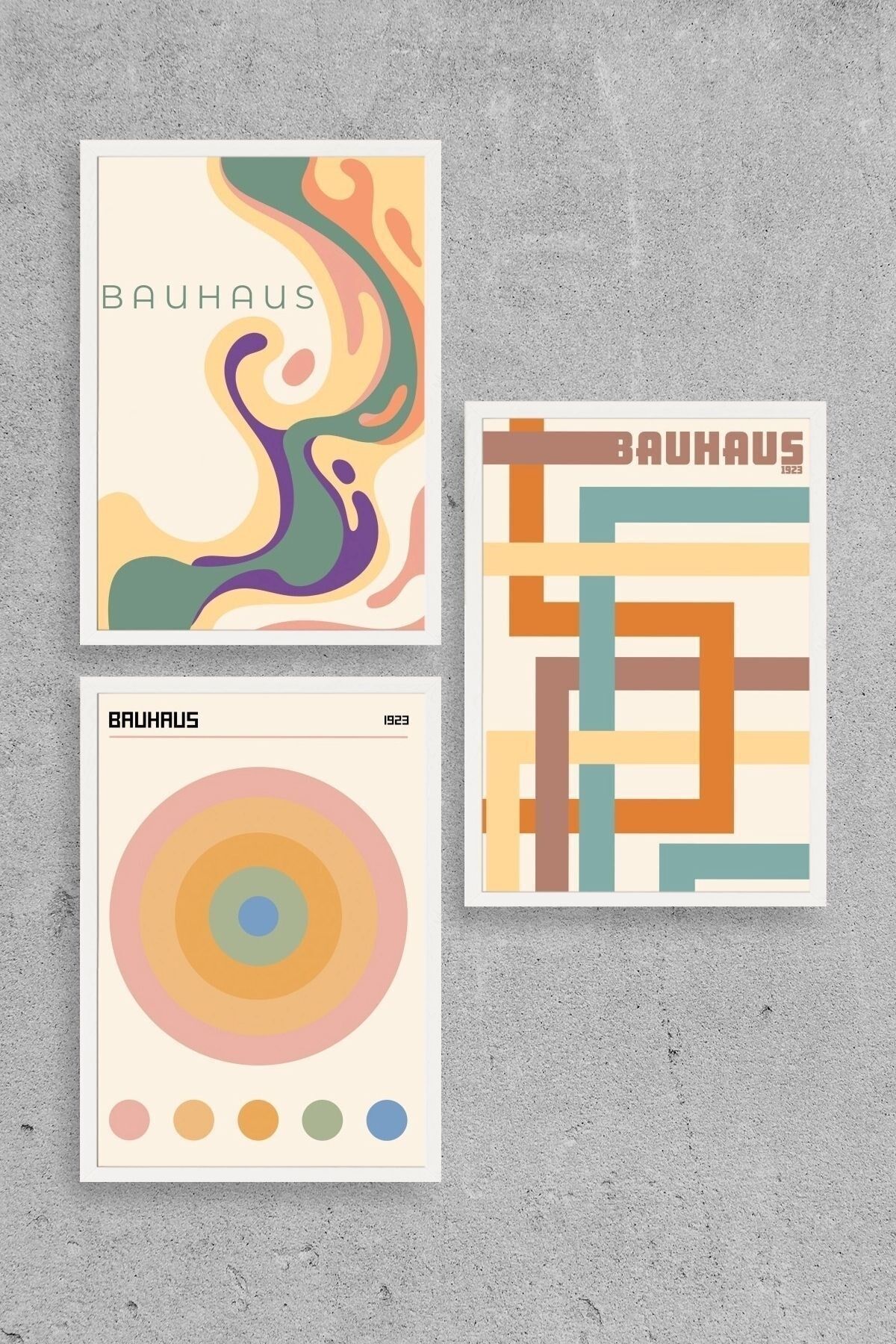 Bauhaus Üçlü Ahşap Çerçeveli Tablo 50 x 70