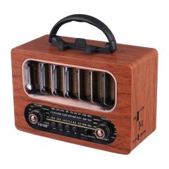 BUFFER® Orta Boy Retro Ahşap Tasarım Bluetooth Hoparlörlü Radyo – FM/AM Destekli, Şarjlı ve Taşınabiliri Radyo NS-6636