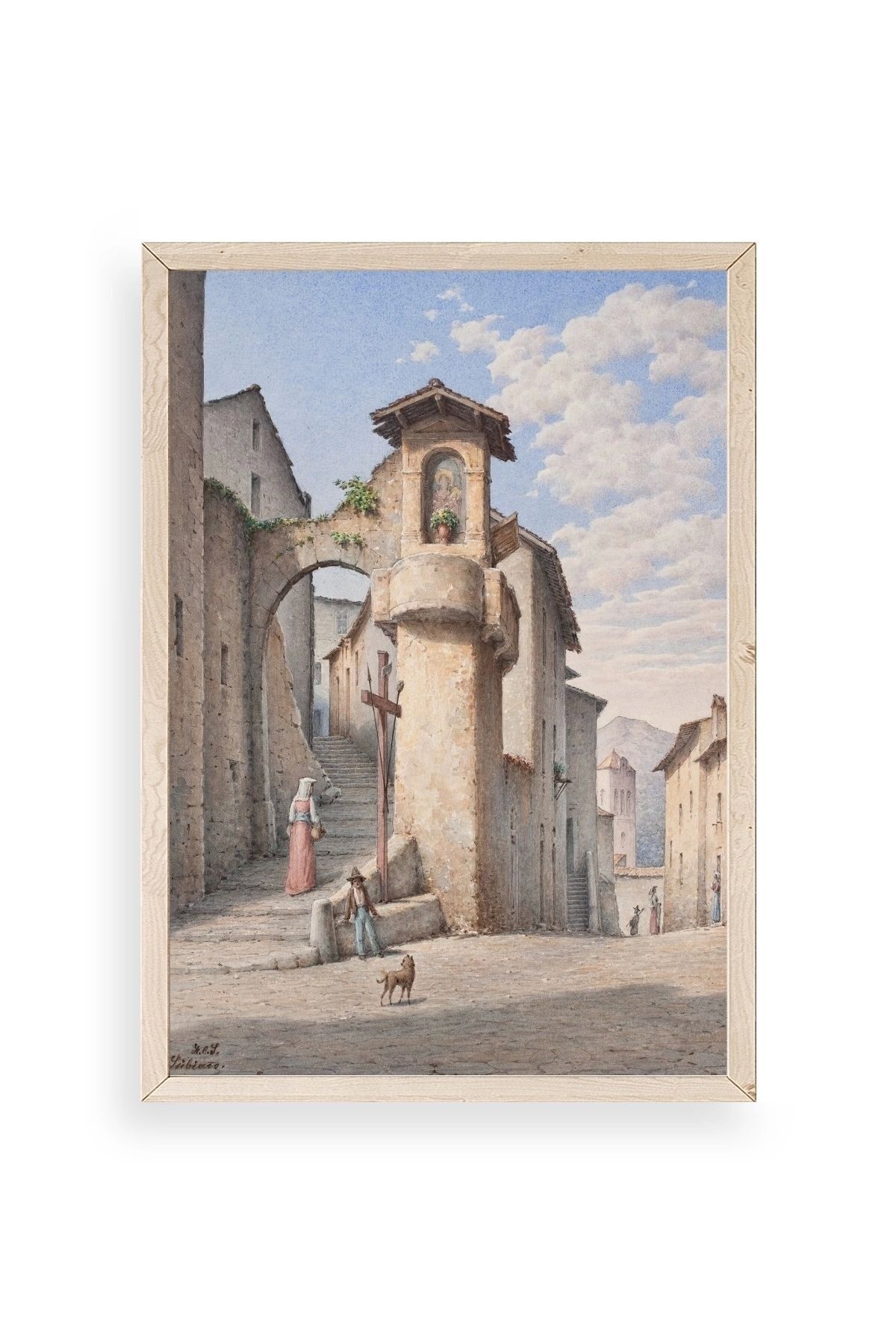 Street in Subiaco Ahşap Çerçeveli Tablo 17 x 23