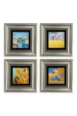 Van Gogh 4 lü Set Çerçeveli Taş Tablo 20 cm