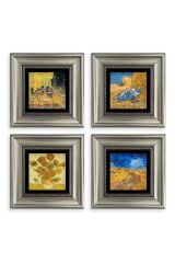 Van Gogh 4 lü Set Çerçeveli Taş Tablo 20 cm