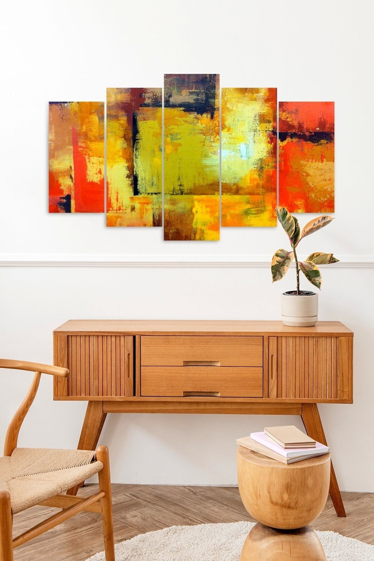 Manzara Doğa Retro 5 Parçalı Mdf Tablo 60 x 100