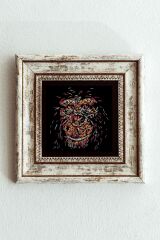 Soyut Çalışma Renkli Goril Çerçeveli Taş Tablo , Çerçeveli Taş Duvar Dekoru-enkcrcvtbl-00099 20 cm