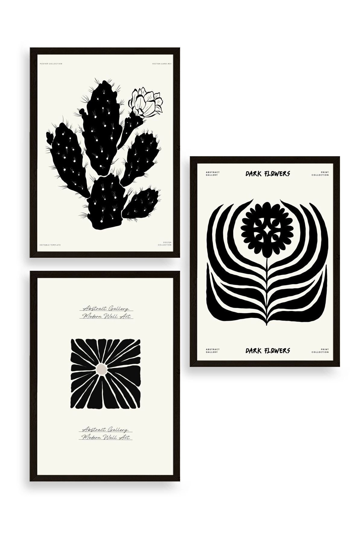 Modern Üçlü Ahşap Çerçeveli Tablo 30 x 40