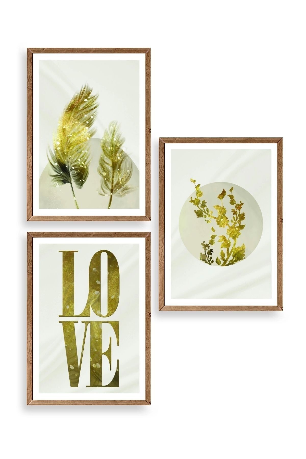 Manzara Üçlü Ahşap Çerçeveli Tablo 23 x 30