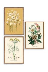 Çiçek Üçlü Ahşap Çerçeveli Tablo 23 x 30