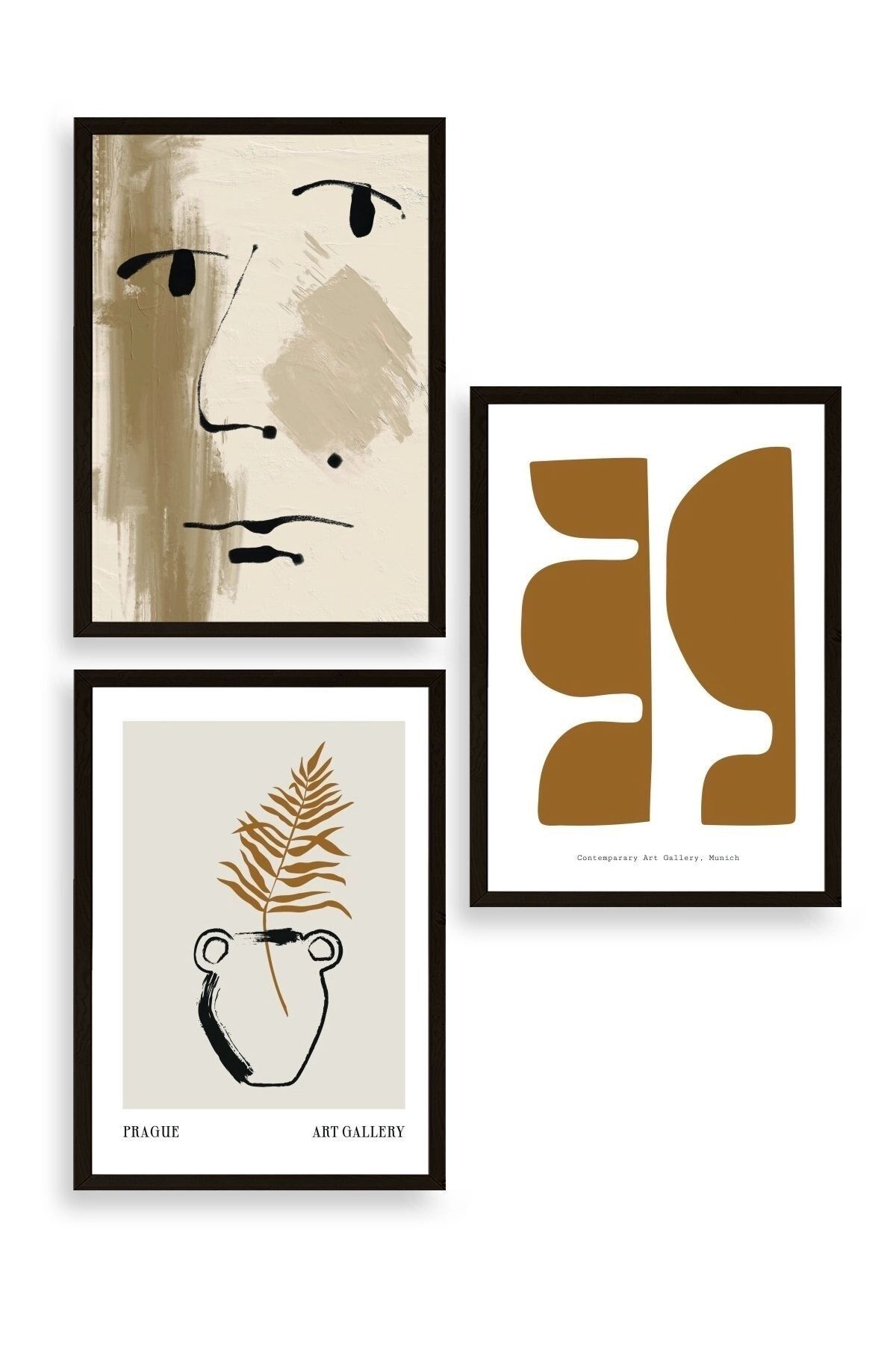 Modern Üçlü Ahşap Çerçeveli Tablo 30 x 40