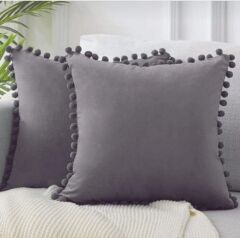 2'li ponponlu kırlent kılıf seti 40 x 40