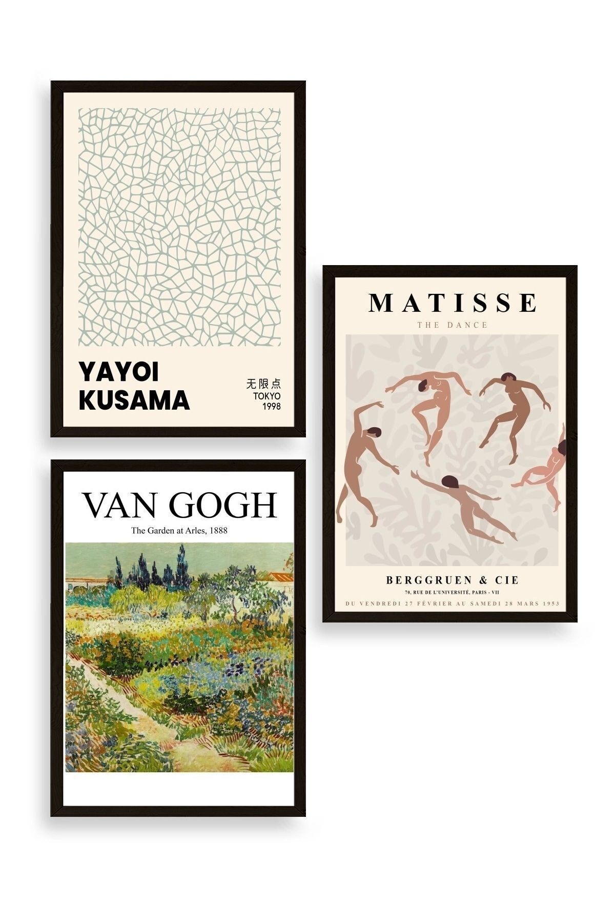 Ünlü Tablolar Üçlü Ahşap Çerçeveli Tablo 30 x 40