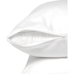 Beyaz fermuarlı yastık mitili, yastık kılıfı