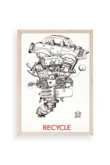 Recycle Ahşap Çerçeveli Tablo 30 x 42