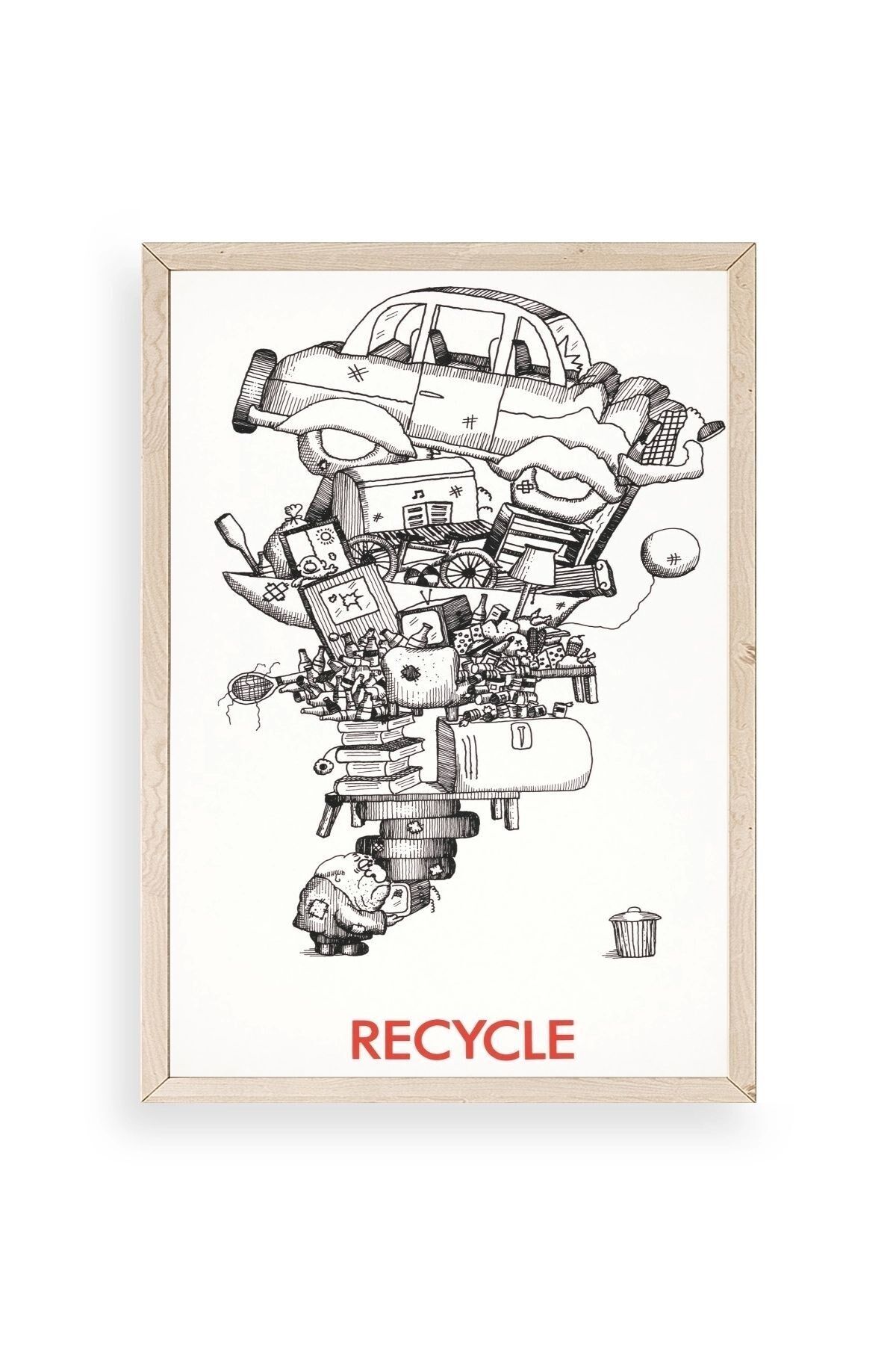 Recycle Ahşap Çerçeveli Tablo 17 x 23