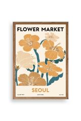 Çiçek Pazarı Ahşap Çerçeveli Tablo 17 x 23