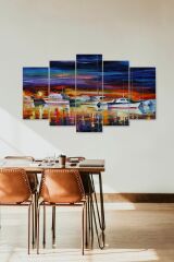 Deniz Manzarası 5 Parçalı Mdf Tablo 60 x 100