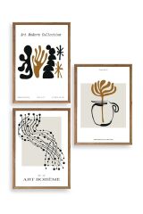 Modern Üçlü Ahşap Çerçeveli Tablo 23 x 30