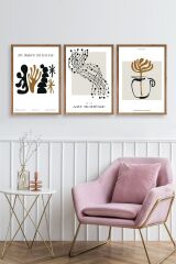 Modern Üçlü Ahşap Çerçeveli Tablo 23 x 30