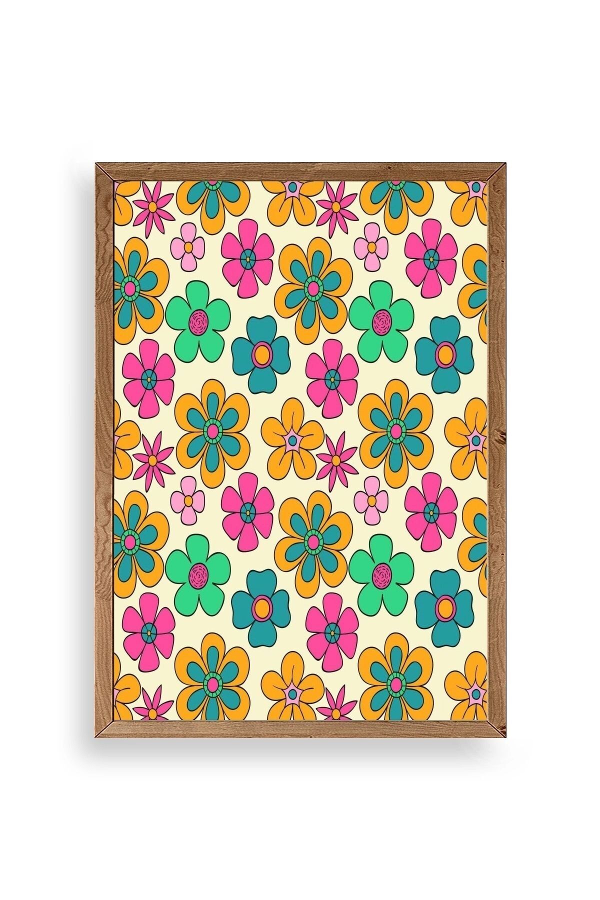 Çiçekler Ahşap Çerçeveli Tablo 50 x 50