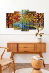 Sonbahar Yağmur 5 Parçalı Mdf Tablo 60 x 100