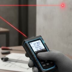 BUFFER® Profesyonel 40 Metre Dijital Lazer Metre Ölçüm Cihazı-LCD Ekranlı,Su Terazili,Pisagor Ölçüm Fonksiyonlu,20 Kayıt Hafızalı,Hassas Lazer Ölçer