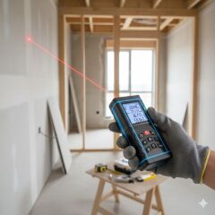 BUFFER® Profesyonel 40 Metre Dijital Lazer Metre Ölçüm Cihazı-LCD Ekranlı,Su Terazili,Pisagor Ölçüm Fonksiyonlu,20 Kayıt Hafızalı,Hassas Lazer Ölçer