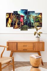 Şehir Manzarası 5 Parçalı Mdf Tablo 60 x 100