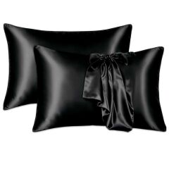 Antibakteriyel Terletmeyen İpek Saten Yastık Kılıfı 2'li 50x70 Siyah