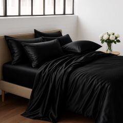 Antibakteriyel Terletmeyen İpek Saten Yastık Kılıfı 2'li 50x70 Siyah