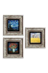 Van Gogh 3 lü Set Çerçeveli Taş Tablo 20 cm