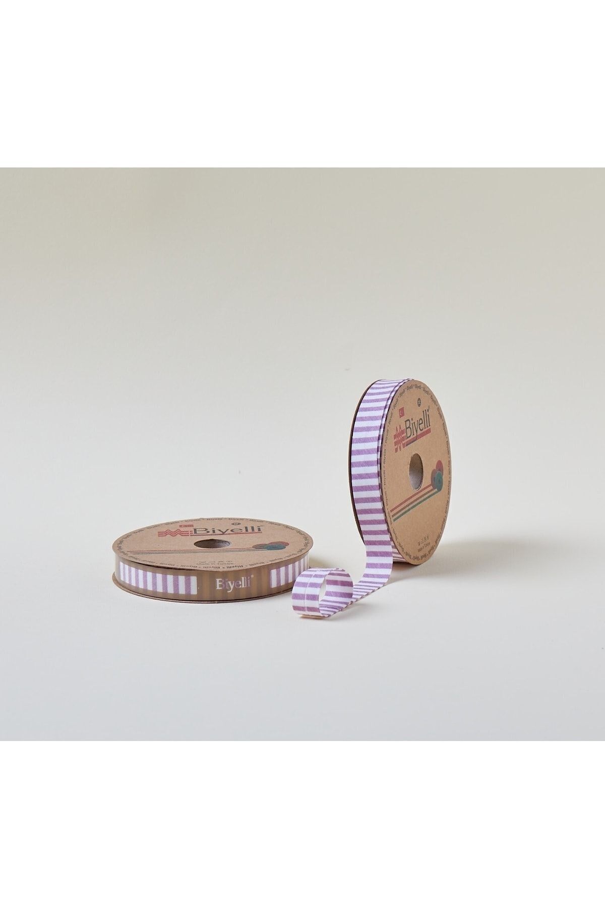 Biye Kalın Çizgili Katlı F07 Gül Kurusu 2 cm 25 Metre %65 Koton %35 Polyester