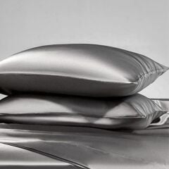 Antibakteriyel Terletmeyen İpek Saten Yastık Kılıfı 2'li 50x70 Gri