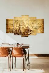 Deniz Manzarası 5 Parçalı Mdf Tablo 60 x 100