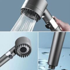 BUFFER® 3 Kademeli Turbo Basınçlı Masaj Başlıklı Silikon Fırçalı Duş Başlığı – Yüksek Basınçlı Su Tasarruflu Duş Başlığı