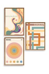 Bauhaus Üçlü Ahşap Çerçeveli Tablo 40 x 60