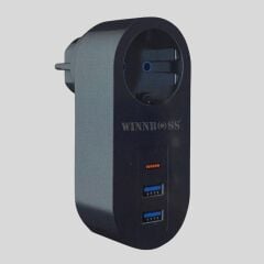 BUFFER® 2 USB,1 TYPE-C Girişli 1'li Çocuk Korumalı,Isıya Karşı Dayanıklı 2500Watt Termal Akım Korumalı Priz