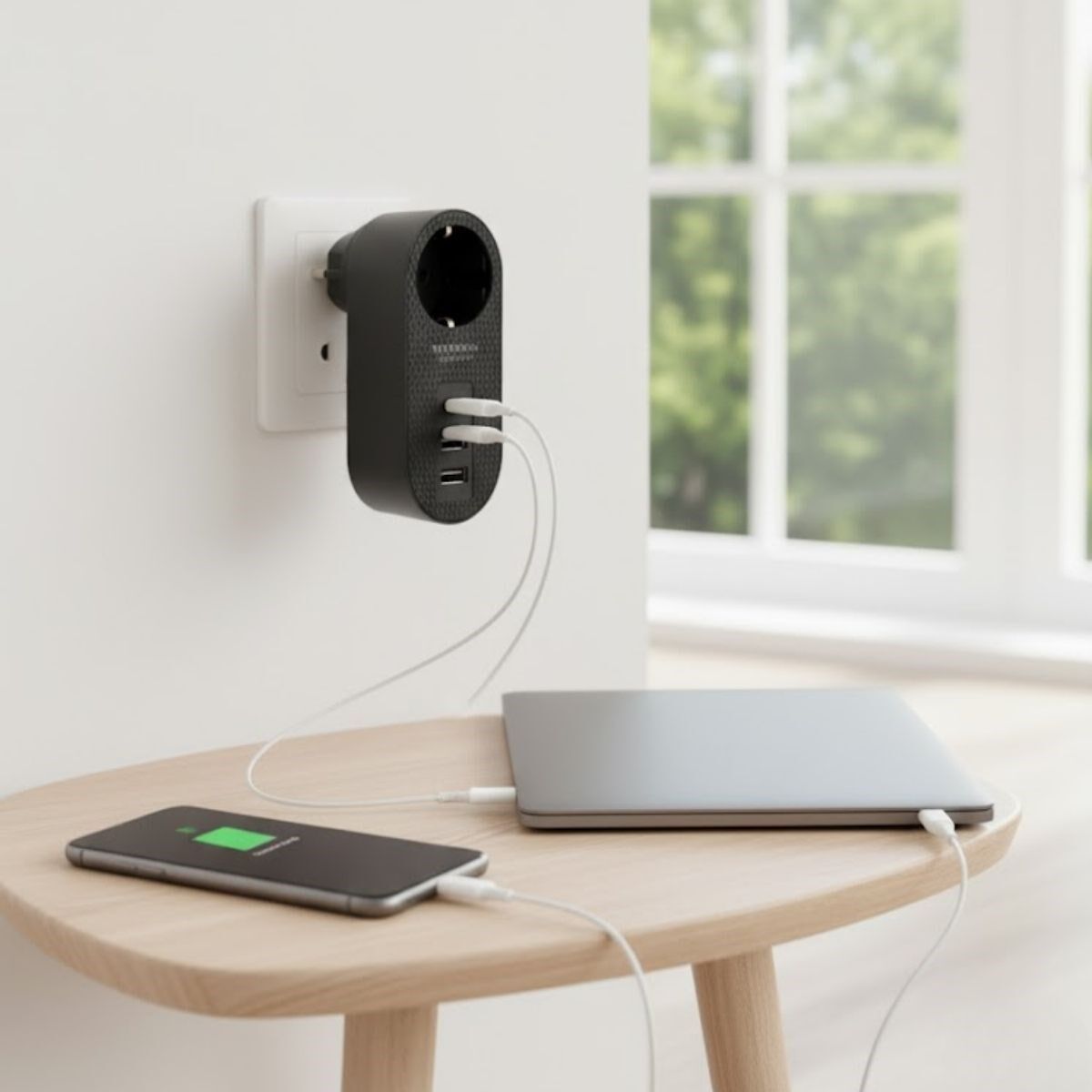 BUFFER® 2 USB,1 TYPE-C Girişli 1'li Çocuk Korumalı,Isıya Karşı Dayanıklı 2500Watt Termal Akım Korumalı Priz