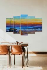 Deniz Manzarası 5 Parçalı Mdf Tablo 60 x 100