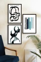 Modern Üçlü Ahşap Çerçeveli Tablo 30 x 40